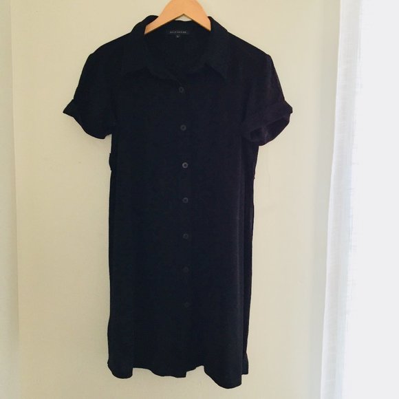 David Meister Black Short Sleeve Button Front Dress Size Large - Picture 1 of 4